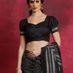 Mitera Ethnic Motifs Silk Blend Block Print Saree image 4