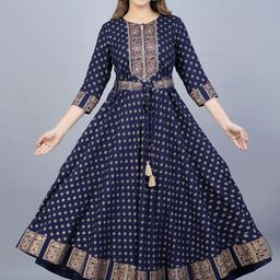 Moda Rapido Ethnic Motifs Printed KeyholeA Line Kurta-29