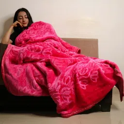 Doristyle Pink 300 GSM SOLID MINK Double Bed Blanket-picture-24