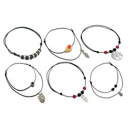 HIGH TRENDZ Pack of 6 Single Leg Thread Knot Cotton Dori Anklet-12