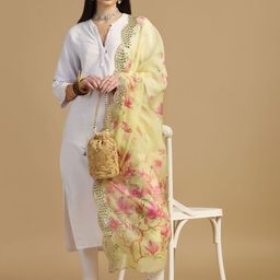 Kaizen TEXO FAB Printed Organza Dupatta with Mirror Work image 5