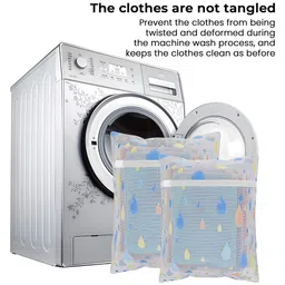 Kuber Industries White & Blue 24 Pieces Drop Printed Reusable Laundry Bags With Zipper image 3