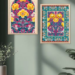 Kotart White & Blue 2 Pieces Wooden Floral and Botanical Painting Wall Arts-picture-10
