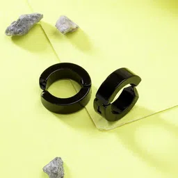 Roadster Men Set of 2 Stainless Steel Rhodium-Plated Circular Hoop Earrings-image-94