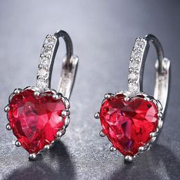 MYKI Silver-Plated Stainless Steel Cubic Zirconia Stone Studded Heart Shaped Hoop Earrings-28