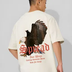 ANGERHOOD Graphic Eagle Printed Drop-Shoulder Sleeves Oversized Cotton T-shirt-picture-26