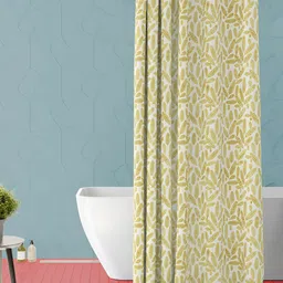 ArtzFolio Yellow & White Tropical Printed Waterproof Shower Curtain-image-84