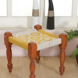 Shadowkart White Printed Wooden Stool-19