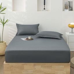 JC HOME Grey 140 TC King Bedsheet with 2 Pillow Covers-image-34