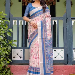 SGF11 Floral Printed Pure Linen Saree-picture-20