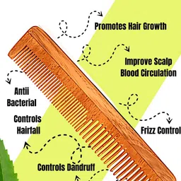 RUFIYS Set Of 3 Neem Wide Tooth Comb For Hair Growth & Dandruff Brown image 4
