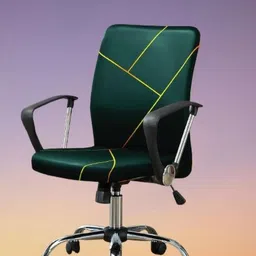 HOUSE OF QUIRK Green Printed Durable Zipper Stretchable Desk Chair Cover-image-78