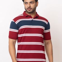 WILD COPS Men Striped Polo Collar T-shirt-image-85