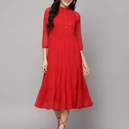 BAESD Women Tiered A-Line Midi Dress-image-83