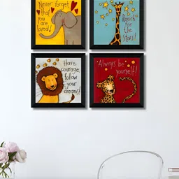 SAF Yellow & Blue 4 Pieces Motivational Quotes Printed Wooden Wall Art-image-13