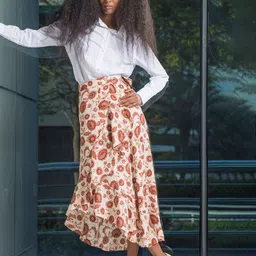 Virgio Printed Asymmetrical Wrap Skirt-image-41