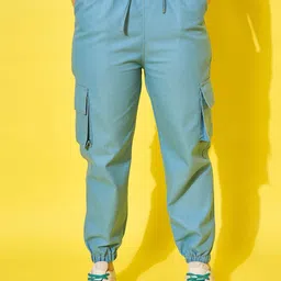 DIMPY GARMENTS Women Relaxed High-Rise Easy Wash Cargo Styles Joggers-image-77