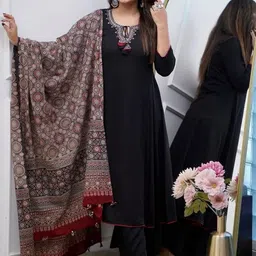 KALINI Women Embroidered Regular Sequinned Kurta with Trousers & With Dupatta-12