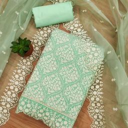 LeeliPeeri Designer Embroidered Art Silk Unstitched Dress Material-image-5