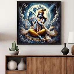 999Store Blue & Yellow Krishna Canvas Wall Art-image-6