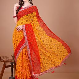 KALINI Bandhani Printed Saree With Embroidered-image-26