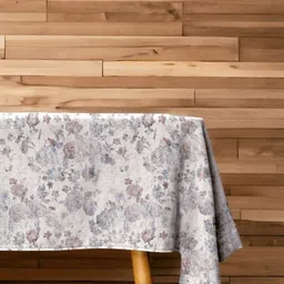 LUSHLYF Botanical Bliss White & Peach Colored Floral Printed Cotton 6-Seater Table Cover-6