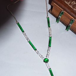 Niscka Silver-Plated American Diamond Studded Necklace And Earrings-13