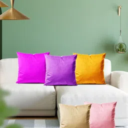 ArtzFolio Multicoloured Set of 5 Velvet Square Cushion Covers-image-73