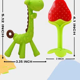 Kritiu Set Of 2 Textured Silicone Giraffe Shape & Stand Teether image 3