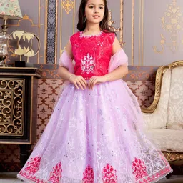 BAESD Girls Embellished Thread Work Ready to Wear Lehenga &-image-2