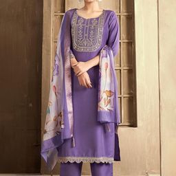 JAINICA Women Floral Embroidered Thread Work Kurta with Trousers & With Dupatta Kurta Sets-22