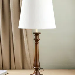 Fabindia Brown Wood Bell Shaped Table Lamp-image-71
