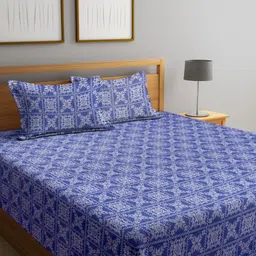 KLOTTHE Blue Woven Design Double Bedcover With 2 Pillow Covers - 2.50  x 2.25 m-image-55