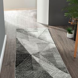 OBSESSIONS Grey & Red Geometric Printed FloorRunners-5