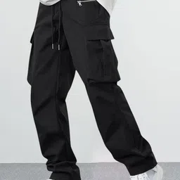 R.Code by The Roadster Life Co. Men High-Rise Cotton Cargos Trousers-image-95