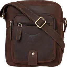 Brown Men & Women Sling Bag - Medium PL-5716 Brown Sling Bag Handmade from 100% Genuine Leather Hunter Leather with Oily Effect For Men & Women-image-50