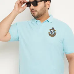 GET GOLF Men Plus Size Solid Polo Collar Cotton T-shirt-picture-2