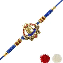 MEIRA JEWELLERY Shivling With Trishul Designer Rakhis With Greeting Card & Roli Chawal-image-23