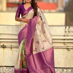 all about you Kalamkari Zari Silk Cotton Bomkai silk Saree-image-8