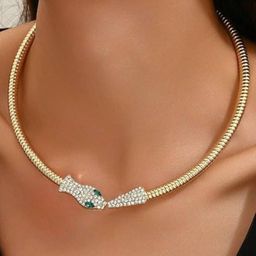 Estailo fashion Gold-Plated Artificial Stone Studded Choker Necklace-image-96