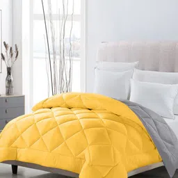 CHICERY Yellow & Grey Geometric AC Room 200 GSM Double Bed Comforter-image-62