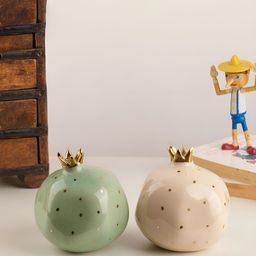Glimpse Homes Green & White 2 Pieces Pomegranate Figurine Showpieces-picture-3