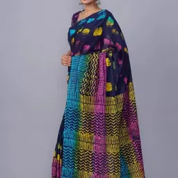 TROPWEAR Linen Blend Block Print Saree image 2