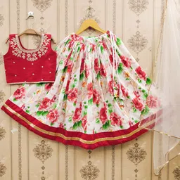 JOVK DESIGN Girls Dyed Thread Work Tie and Dye Ready to Wear Lehenga & Blouse With Dupatta-image-86