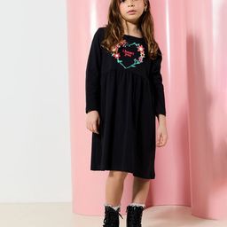Trendyol Girls Floral Printed Pure Cotton A-Line Dress-picture-3