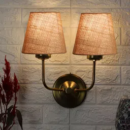 Devansh Grey & Gold-Toned Metal Traditional Frustum Shaped Wall Lamp-image-2