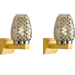 Somil Premium Designer Glass Wall / Night Lamp Elegant & Stylish Dcor Accent for Modern Interiors, color- Golden Size- 18.5 X 28 X 26 CM-image-23