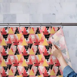 ArtzFolio Pink & White Printed Waterproof Shower Curtain-image-81