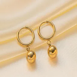 TEULRIP Stainless Steel Gold-Plated Spherical Shaped Anti Tarnish Drop Earrings-34