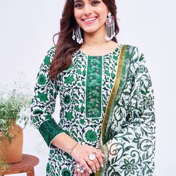 Anouk Women Floral Printed Regular Sequinned Kurti with Trousers & With Dupatta image 5